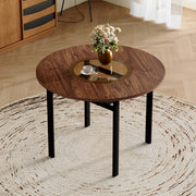 Tavolo rotondo dal design moderno e minimalista, con diametro di 100 cm e finitura effetto legno marrone, adatto per 2-4 persone (con piano in vetro g