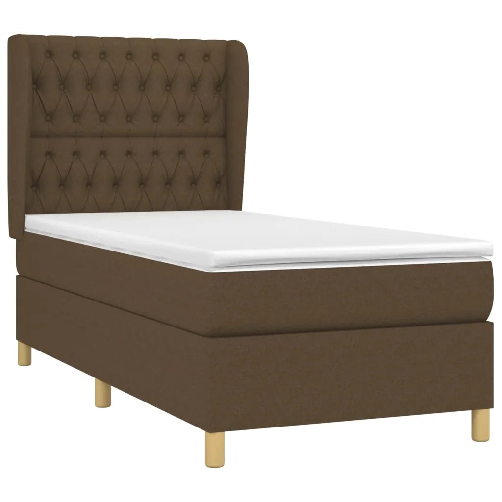 Giroletto a Molle con Materasso Marrone Scuro 100x200cm Tessuto 3128744