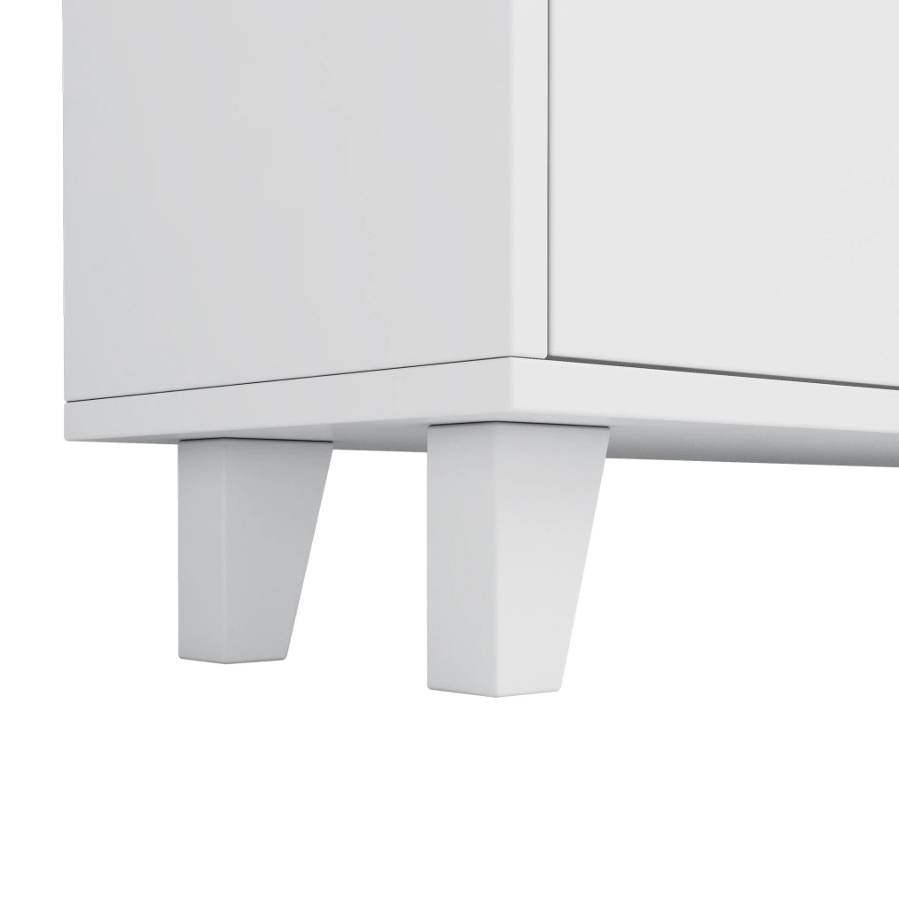 Libreria 80x30x173 cm con LED controllata tramite app e ante doppie in MDF e legno bianco