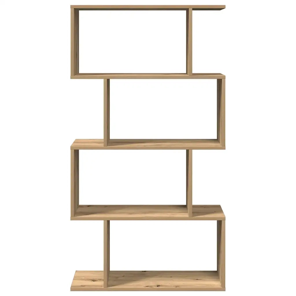 Libreria 4 Ripiani-Scaffale per Libri-Mobile di Stoccaggio Rovere Artigianale 70x24x129 cm Truciolato