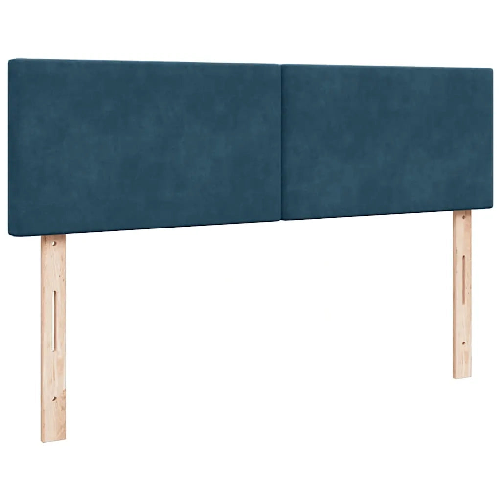 Struttura Letto Pouf con Materasso Blu 140x200cm in Velluto 3311709
