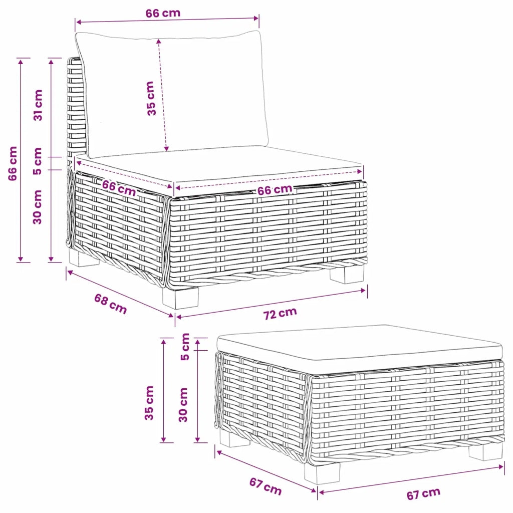 2 pz Set Lounge in Rattan con Cuscini GENDT Rattan naturale 42034409
