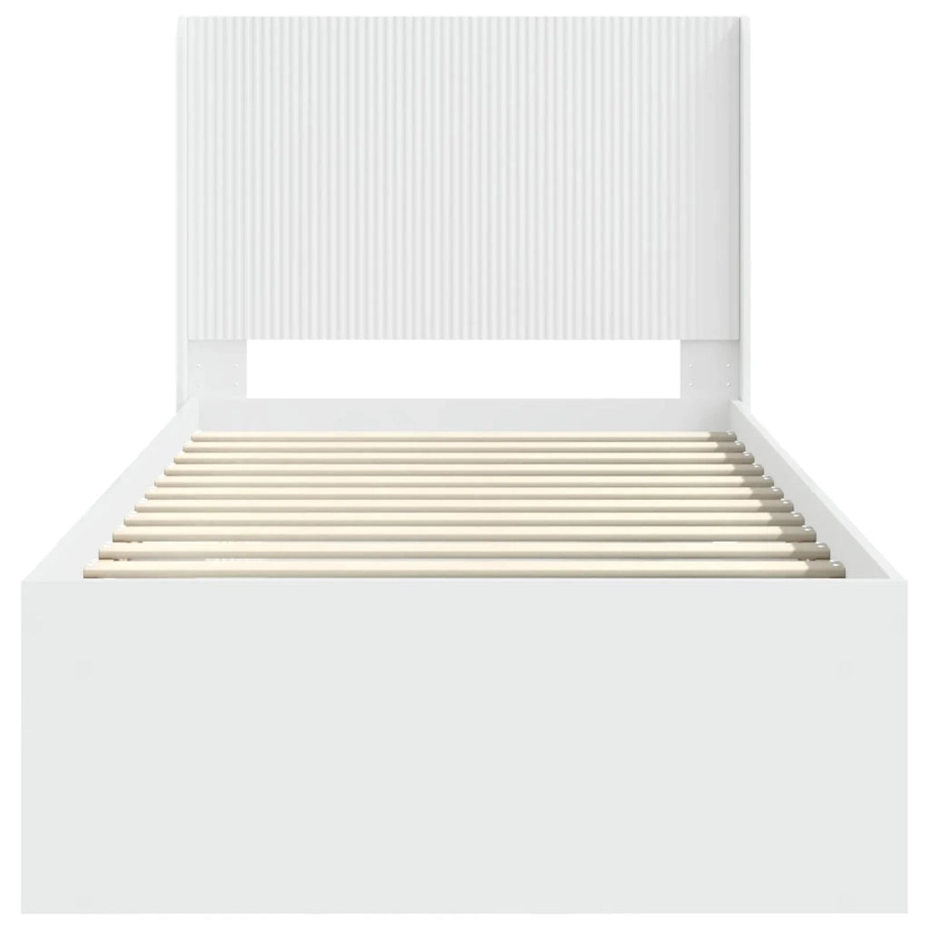 Letto singolo | Letto per adulti | Struttura del letto con stoccaggio e testata Bianco 75 x 190 cm