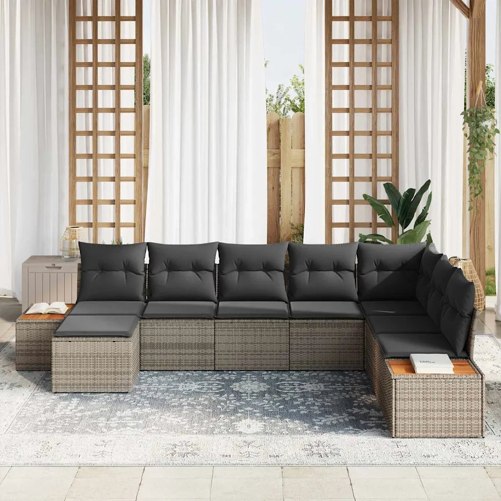 Set Divano da Giardino con cuscino 9 pcs Grigio Polyrattan 3356814