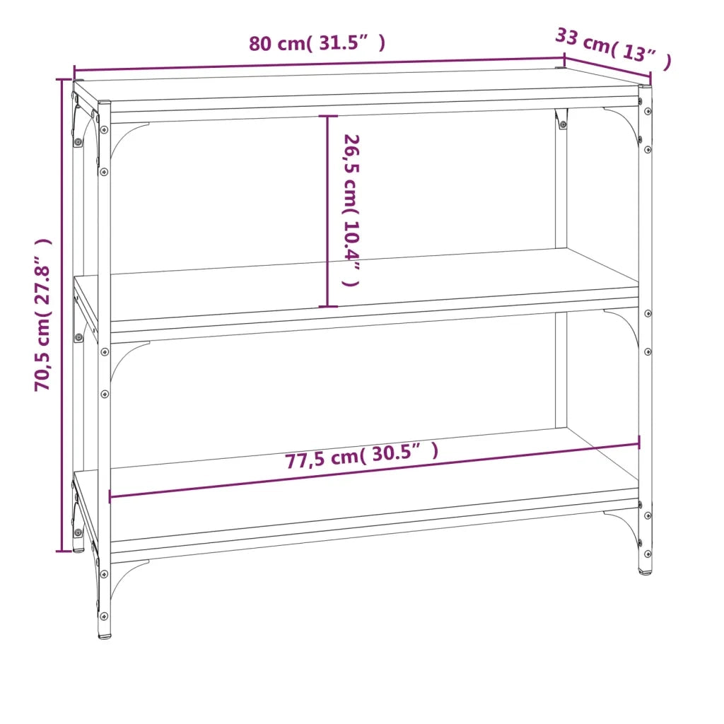 Libreria-Scaffale per Libri-Mobile di Stoccaggio Rovere Sonoma 80x33x70,5cm Legno Multistrato e Acciaio