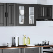Pensile da Cucina con Porta in Vetro-Mobile Cucina da Parete Porto Nero 297261