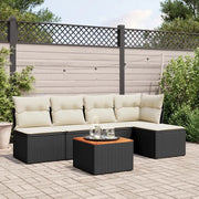 Set Divano da Giardino 6 pz con Cuscini Nero in Polyrattan 3255930