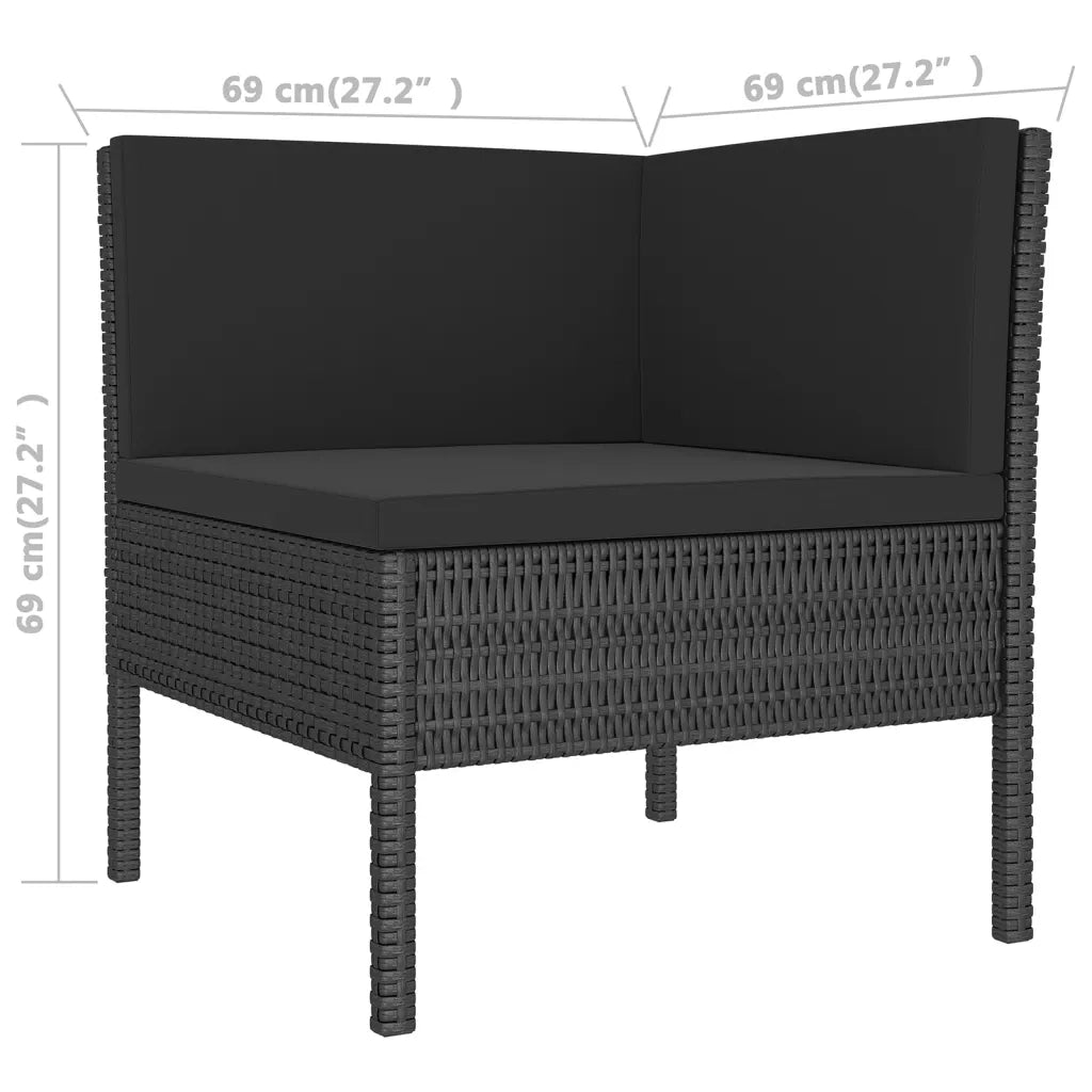 Set Divani da Giardino 12 pz con Cuscini in Polyrattan Nero 3094521