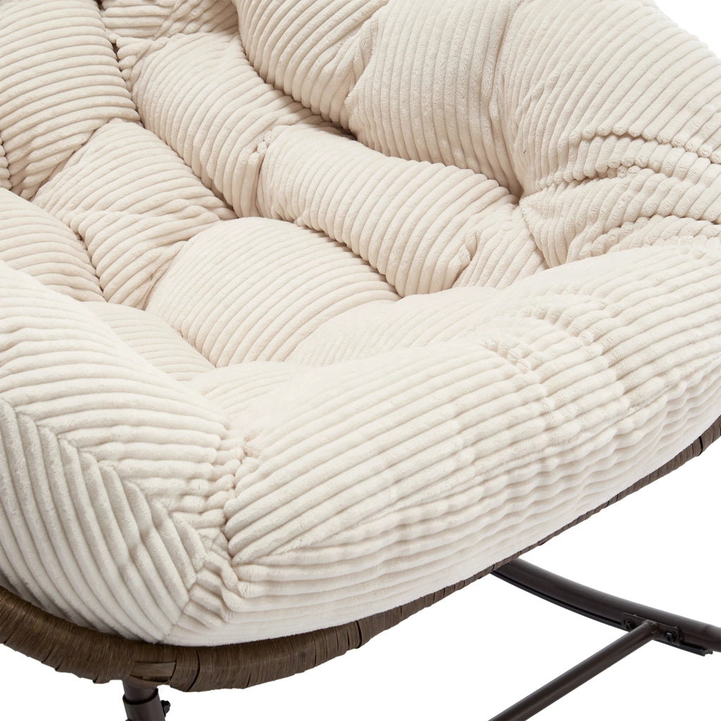 SEDIA A DONDOLO Oversize 78x106x90 cm Rattan sintetico e acciaio Bianco