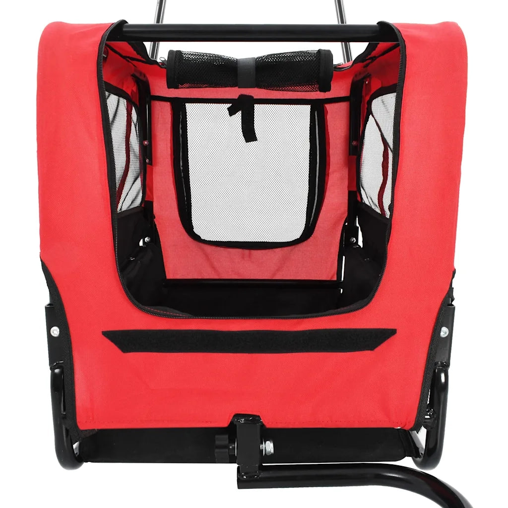 Rimorchio per Animali Domestici e Passeggino 2in1 Rosso e Nero 91762