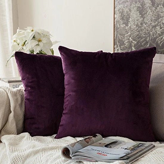 Set di 2 cuscini decorativi in velluto senza imbottitura - Cuscini decorativi con chiusura a zip nascosta - Viola - 20 x 20 pollici / 50 x 50 cm