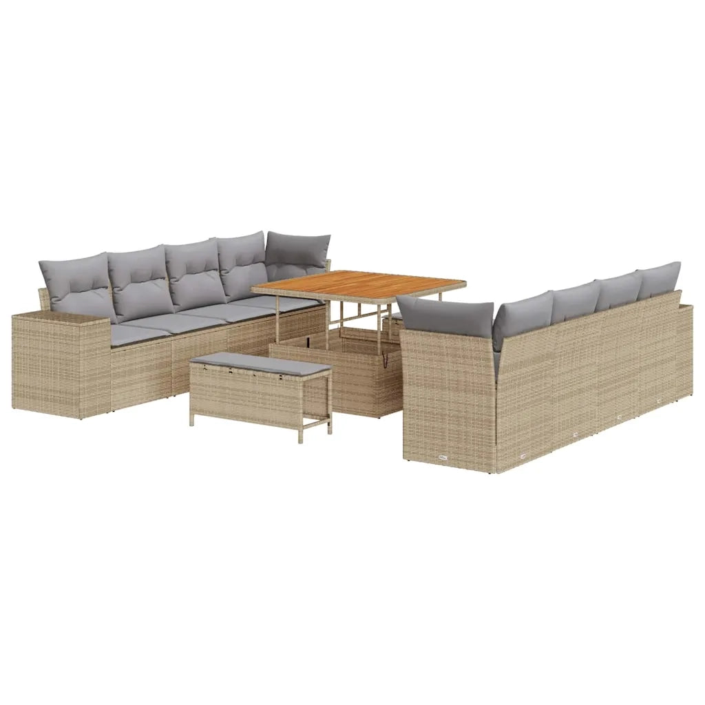 Set Divano da Giardino con cuscino 11 pcs Beige polyrattan 3361987
