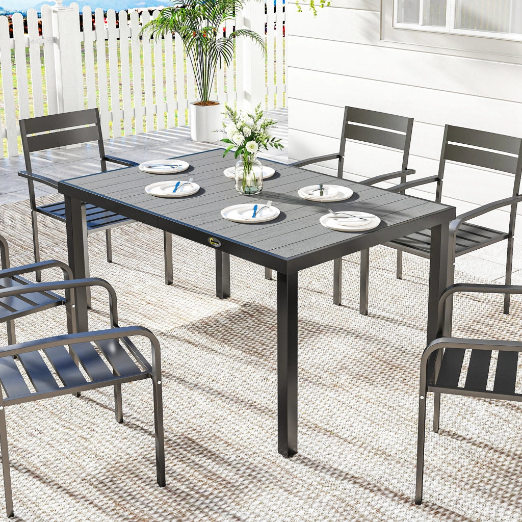 Tavolo da Giardino 6 Posti in Acciaio ¨C Minimal ¨C Grigio 140x90x74 cm