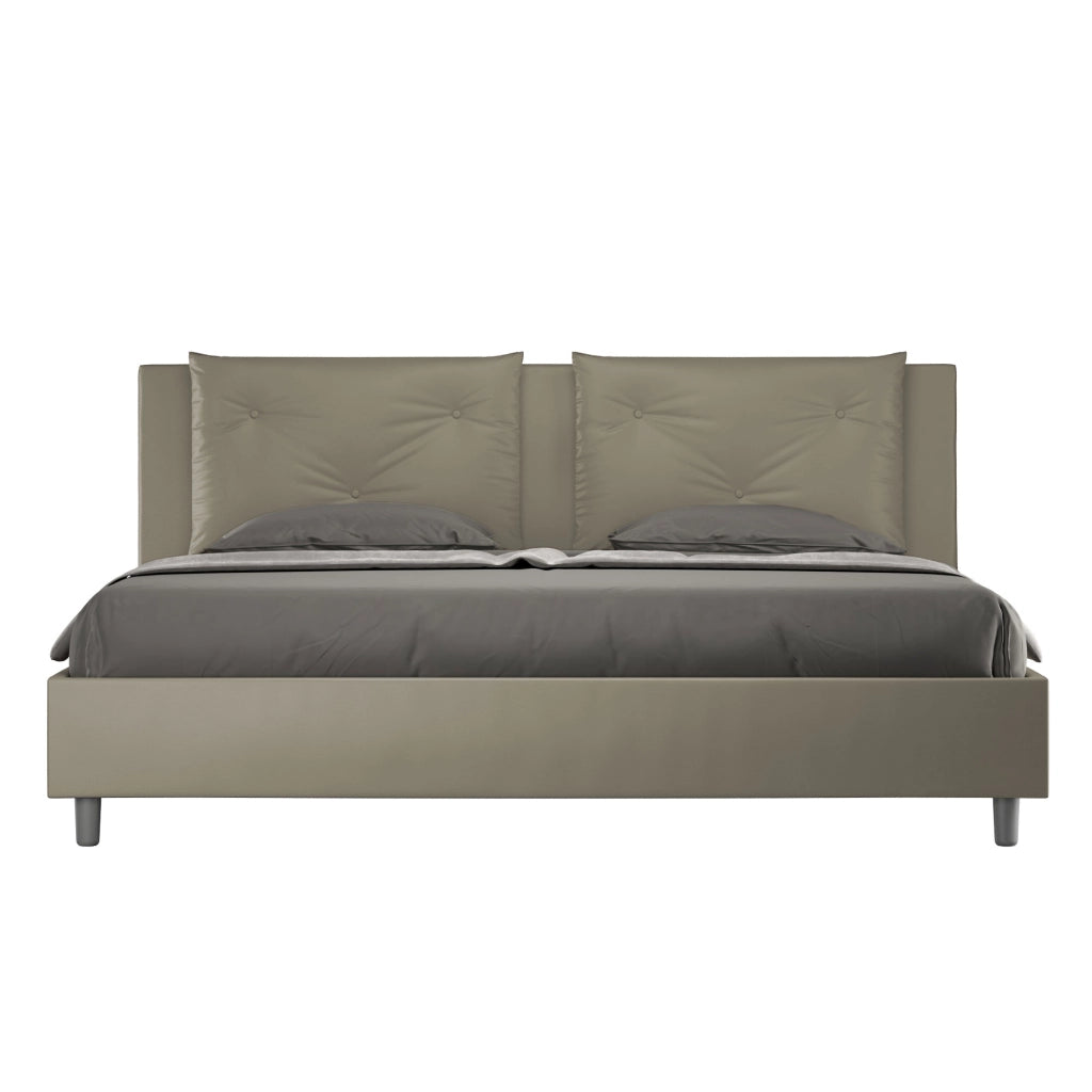 BS COM Letto matrimoniale king size contenitore imbottito 200x200 similpelle cappuccino
