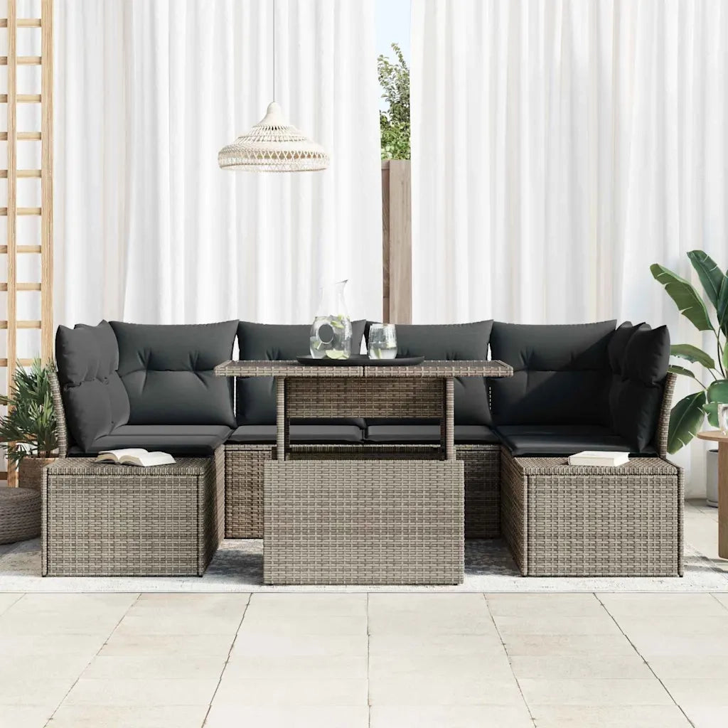 Set di divani con cuscino 7 pcs Grigio polyrattan 3349115