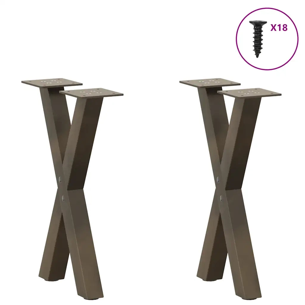 Gambe per Tavolino da Caff¨¨ a Forma di X 2 pz-Set di 2 Gamba per Tavolo Acciaio Naturale 28x(42-43) cm Acciaio 497643