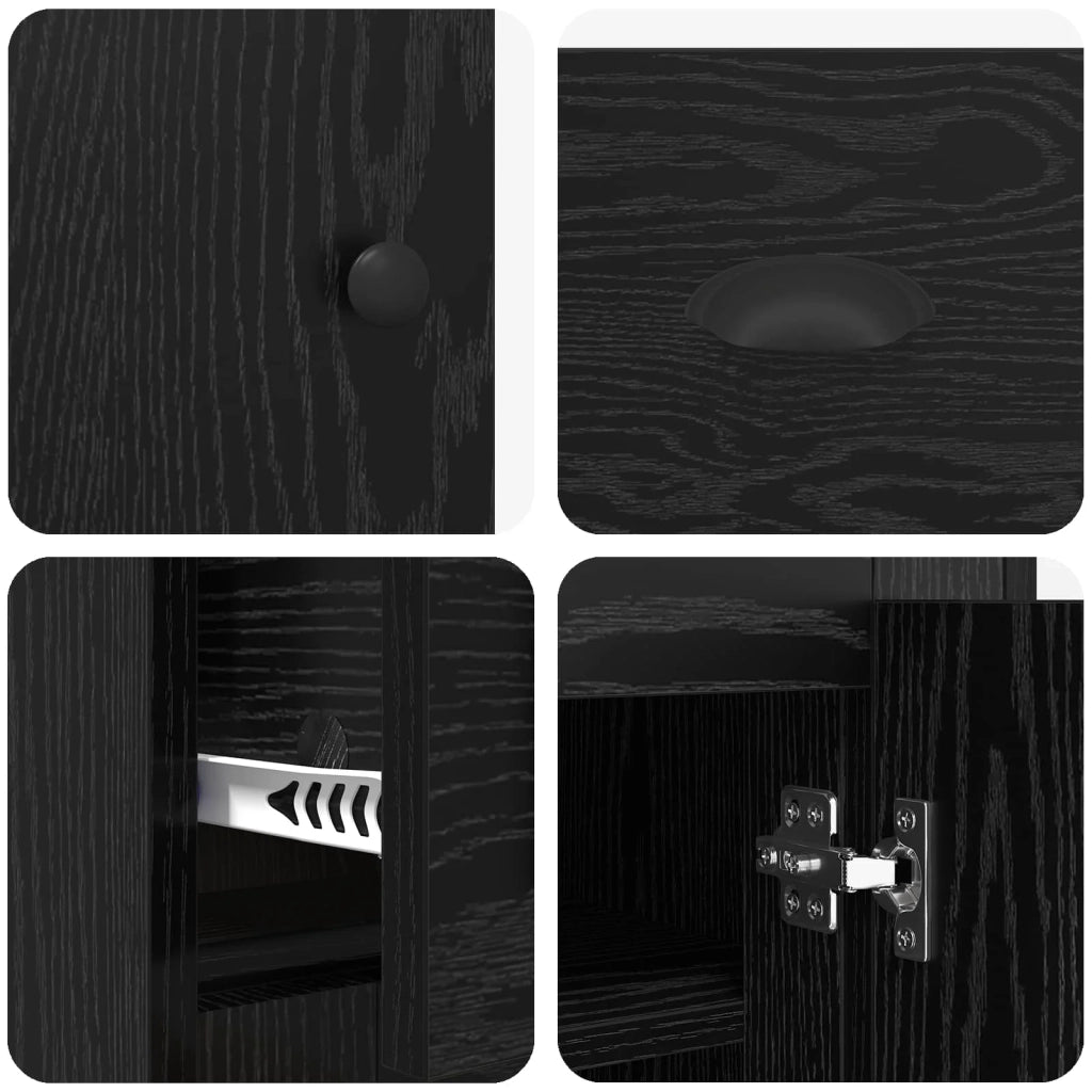 Credenza | Madia | Buffet da pranzo | Armadio da pranzo Rovere Nero 70 x 35,5 x 67,5 cm Legno multistrato
