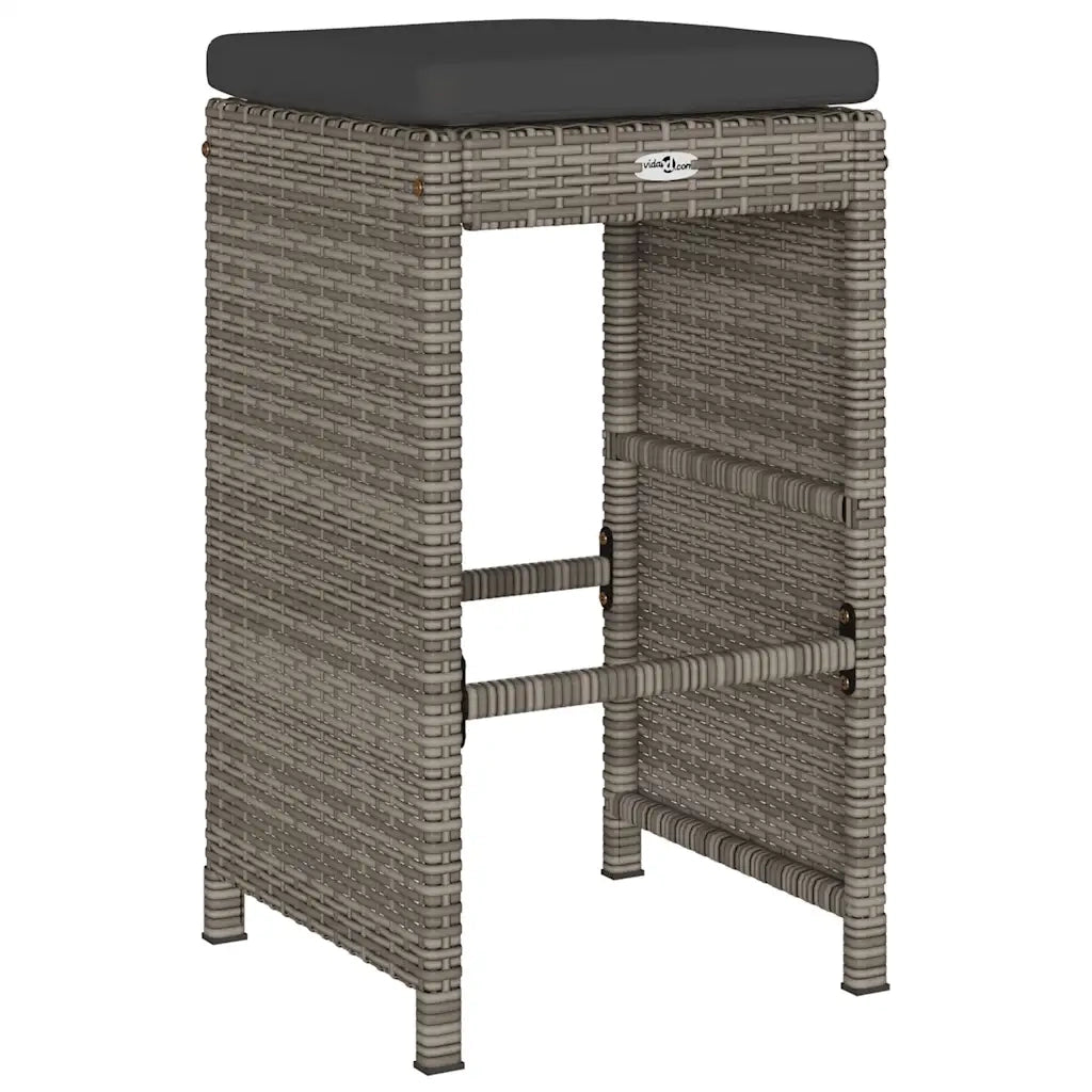 Sgabelli da Bar con Cuscini 2 pz Grigi in Polyrattan CFW6399250