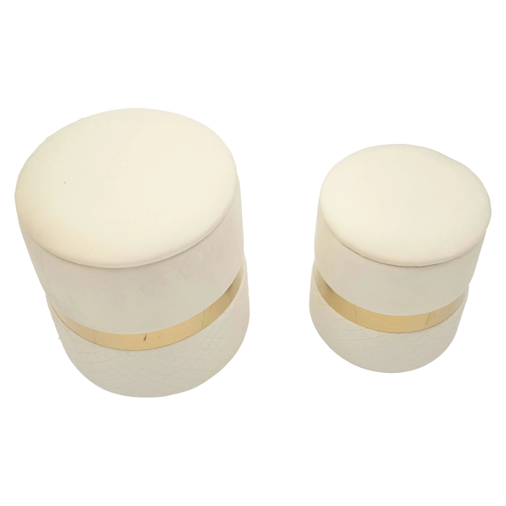 Maun, Pouf Contenitore set da 2, 37x37x42h cm Bianco Crema