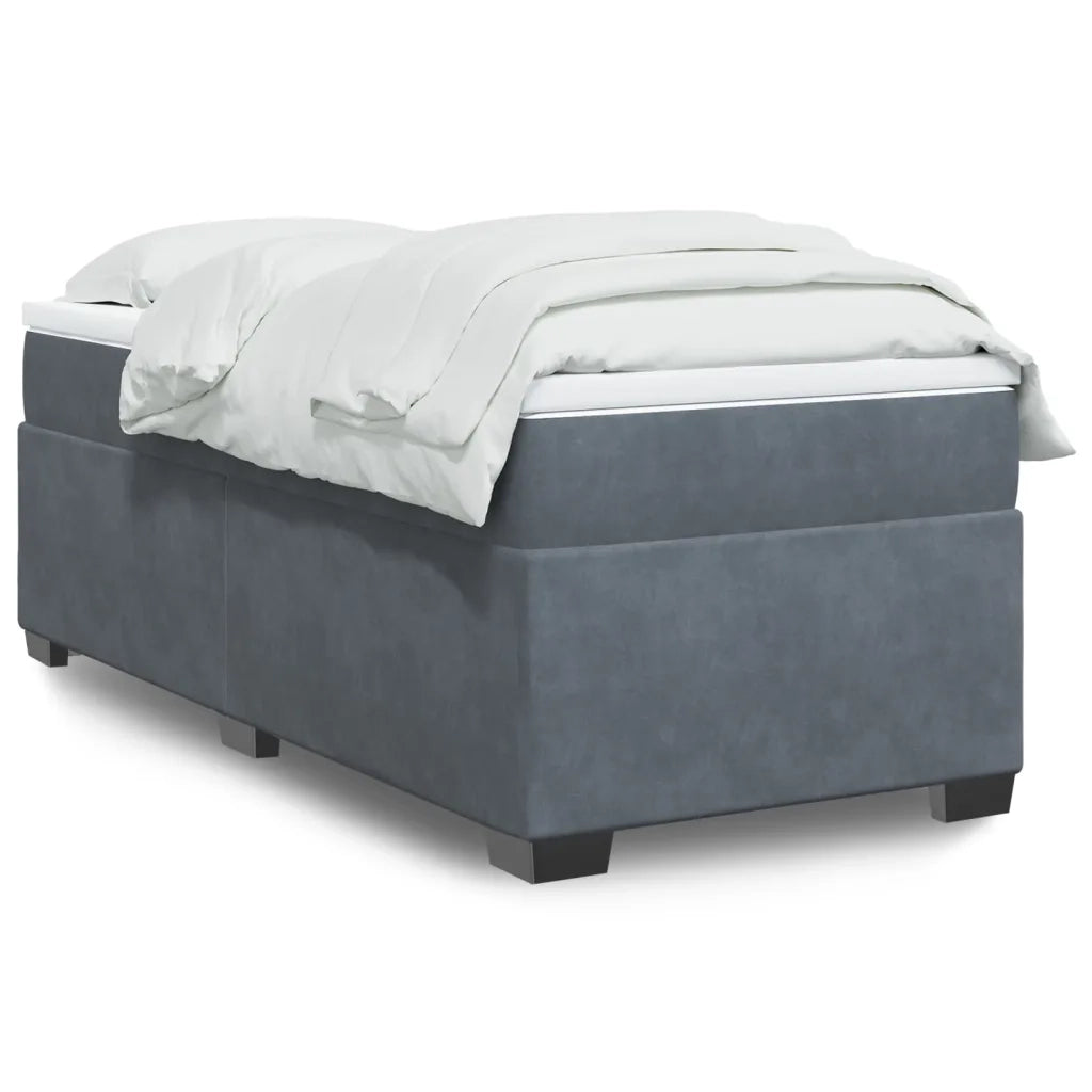 Giroletto a Molle con Materasso-Struttura Letto Grigio Scuro 90x190 cm Velluto 624284