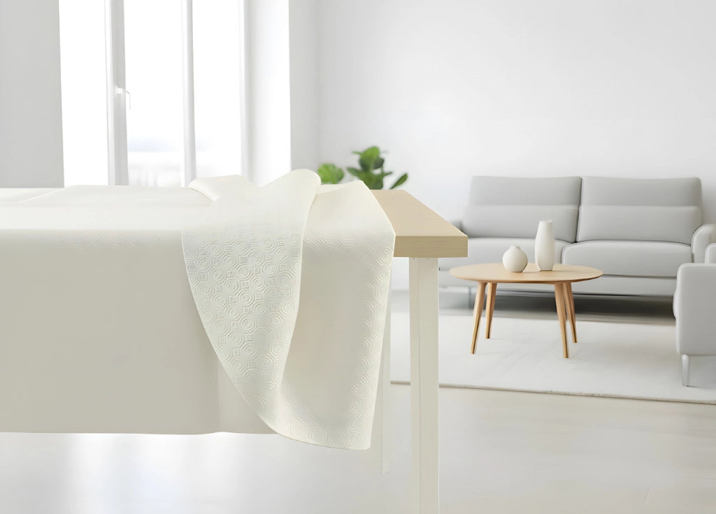 Mollettone Copritavolo Gommato Antiscivolo Protezione Tavolo Colore Bianco - 100x140 - Bianco