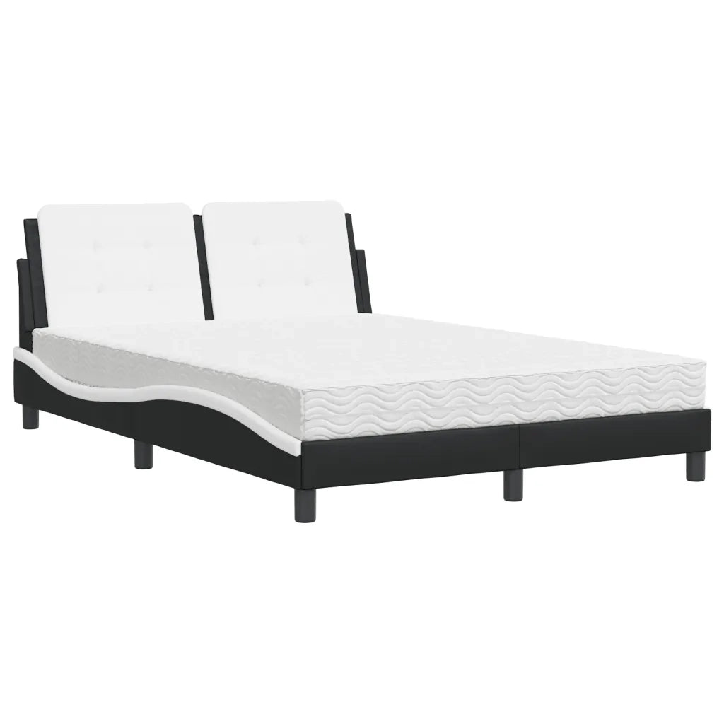 Letto con Materasso Zadar Nero e Bianco 140x200 cm in Similpelle