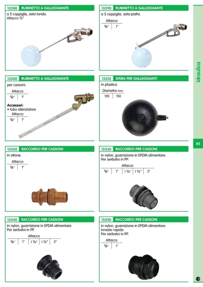 1pz galleggiante a 5 coppiglie asta tonda gr.1/2" cod:ferx.26699