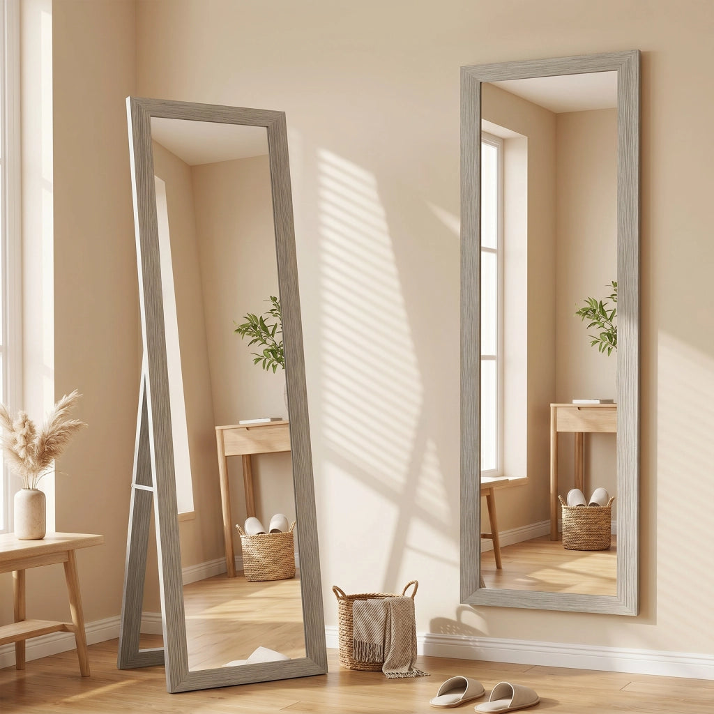Specchio da Terra Rettangolare ¨C Xylo ¨C Cornice Legno Grigio 37x155cm