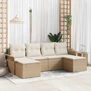 Set Divano da Giardino con archiviazione 6 pcs Beige polyrattan 3354140