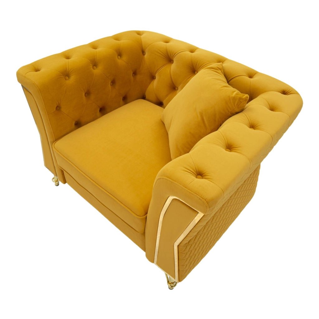 Poltrona VKH320, Giallo, Legno, 104x83x76 cm