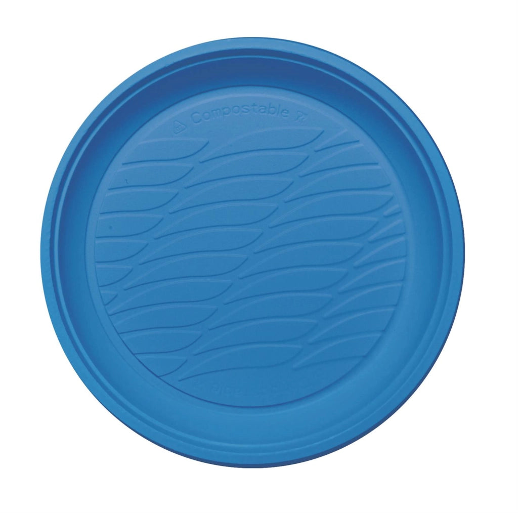 MAURY'S BIOPLASTIC PIATTI DESSERT DIAMETRO 17 CM 20 PEZZI IN COLORAZIONE AZZURRA