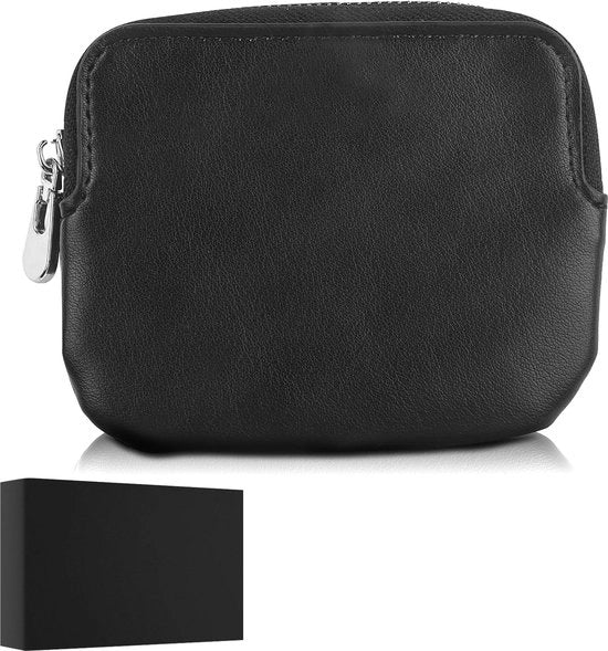 Portafoglio Piccolo in Pelle - Chiusura a Ritagli di Sicurezza - 2 Tasche per Carte di Credito - Portafoglio per Monete - Chiusura a Chiave - Dimensioni 11 x 9 x 2 cm
