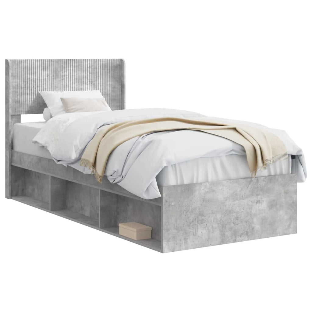 Struttura del letto con stoccaggio e testata Grigio Cemento 3414246