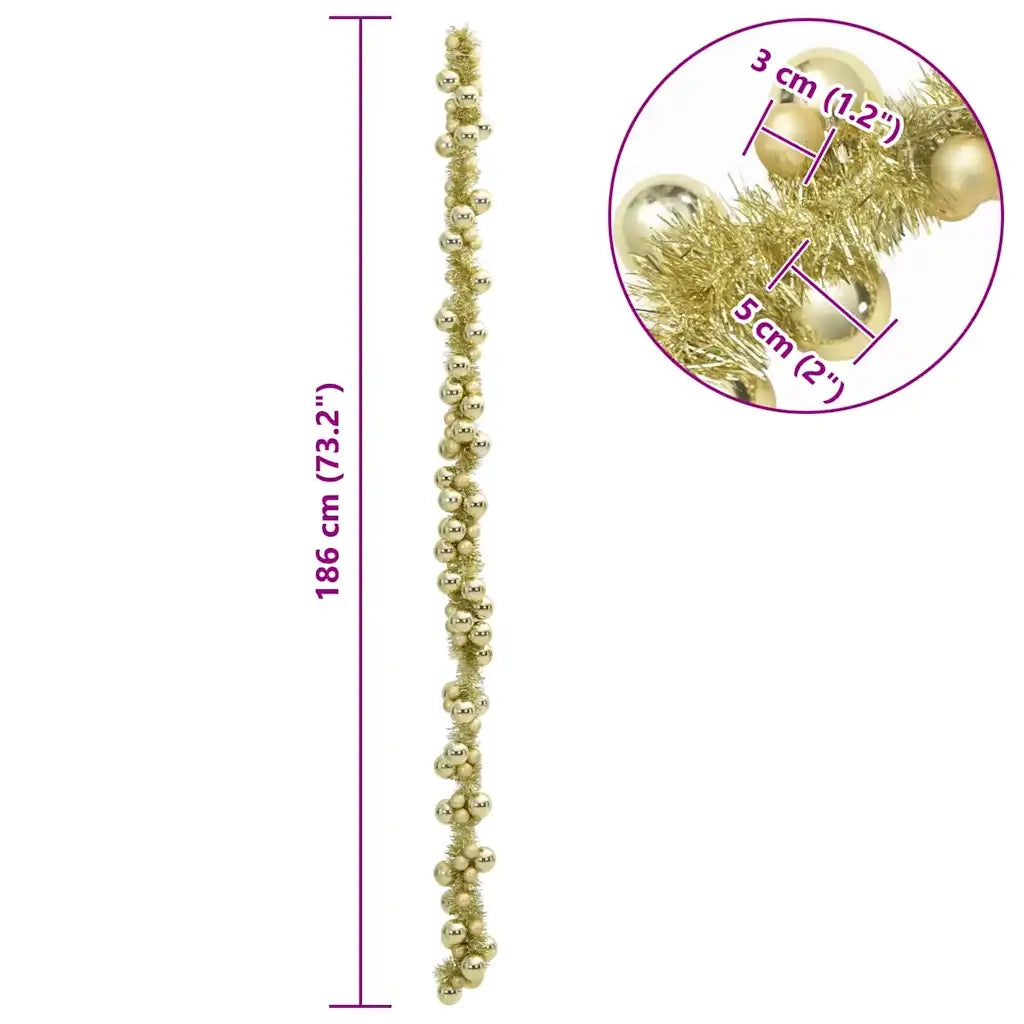 Ghirlanda di Palline di Natale Oro 186 cm Polistirolo CFW7176380