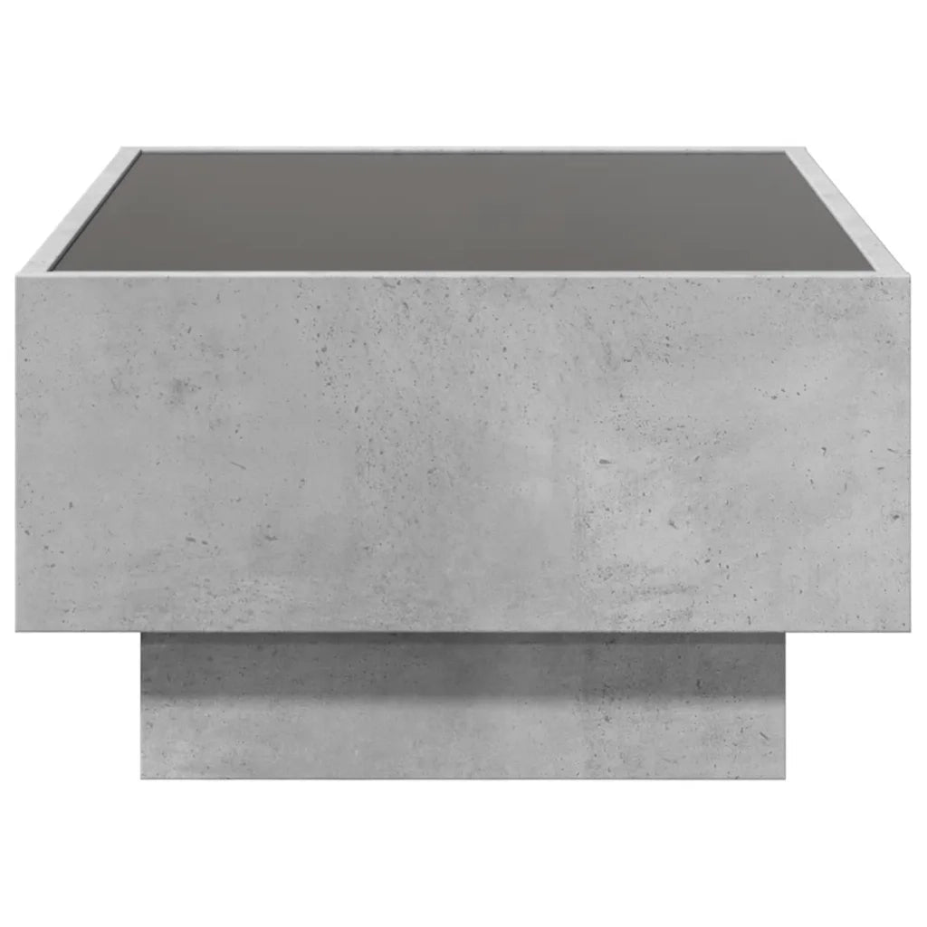 Tavolino Salotto con LED-Tavolino da soggiorno-Tavolo Grigio Cemento 70x50x30 cm Multistrato