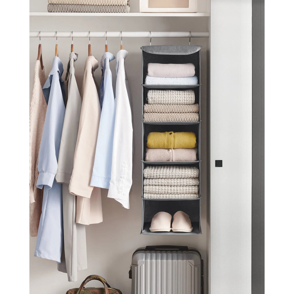 Organizer pensile grigio per armadio a 5 scomparti