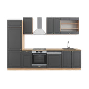 Cucina componibile Fame-Line Antracite rustico/Rovere dorato 300 cm senza piano di lavoro Vicco