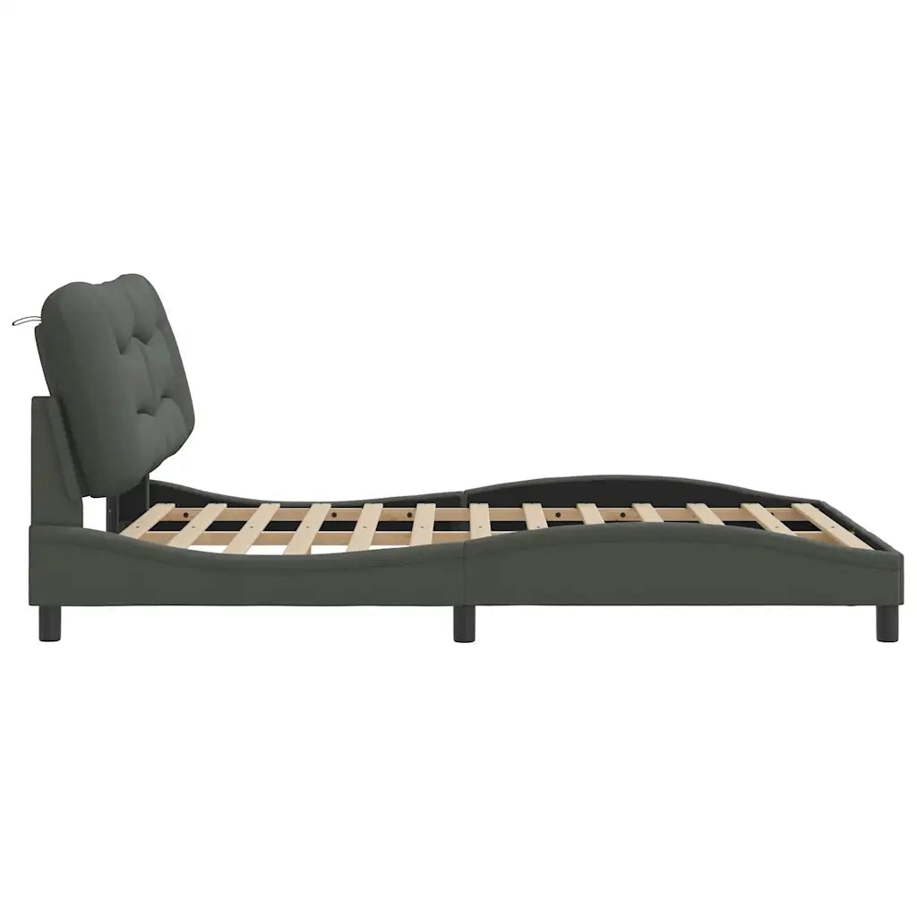 Giroletto senza Materasso Hvar Grigio Scuro 140x200 cm Tessuto