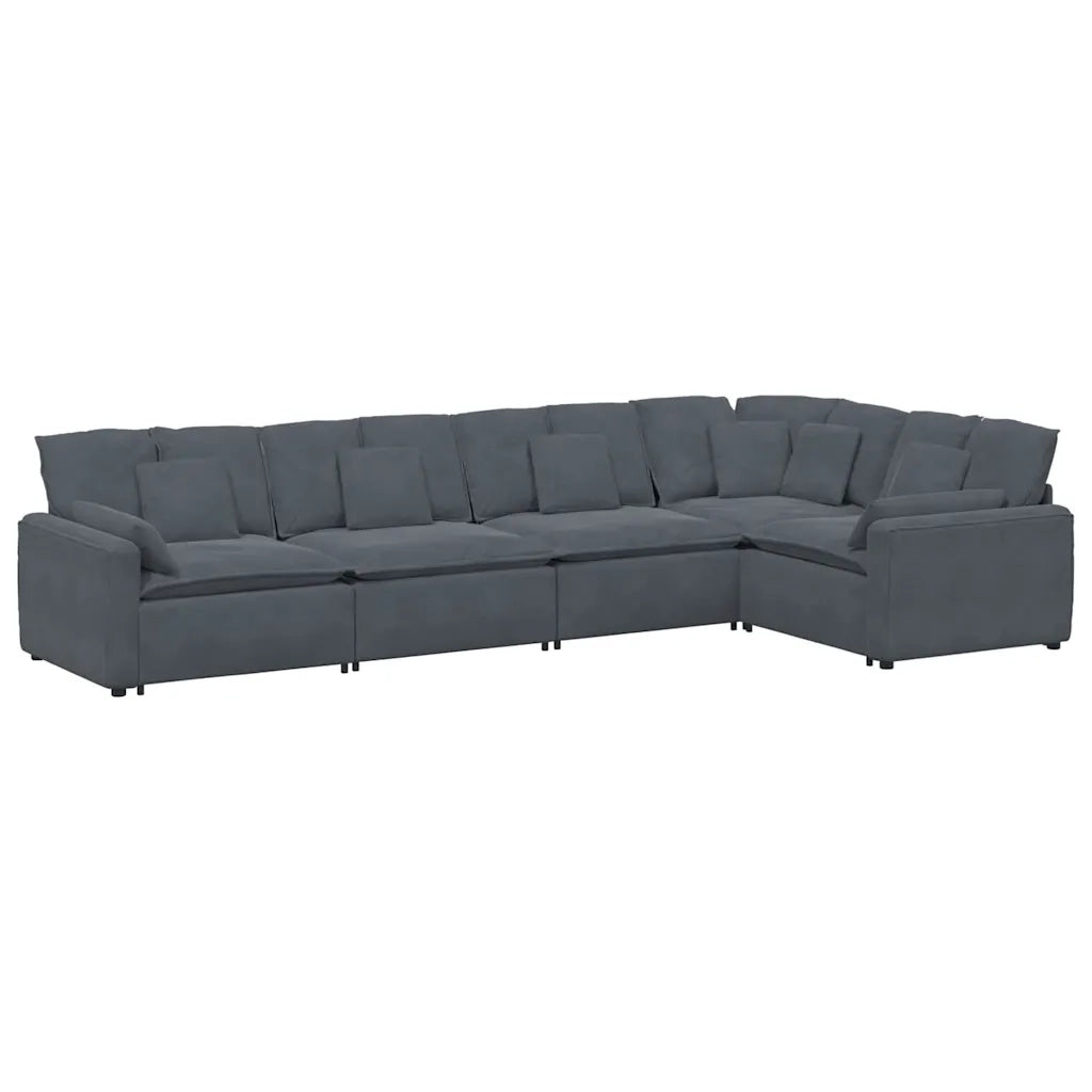 Divano Modulare con Cuscini in Velluto Grigio Scuro 3321329