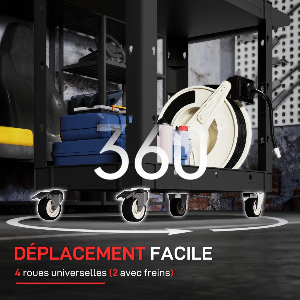 Carrello Servante a 2 Livelli con Maniglia Laterale ¨C zephmum ¨C Nero