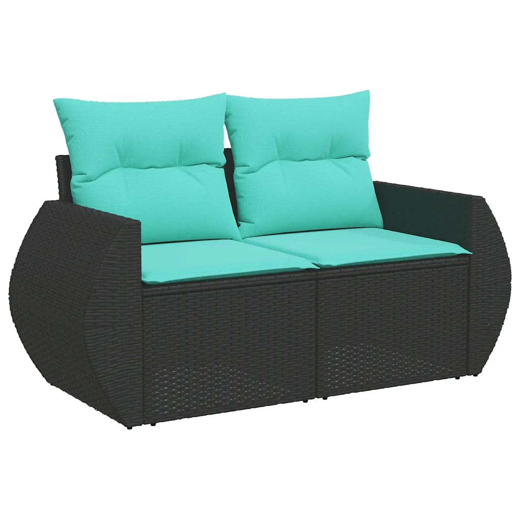 Set Divani da Giardino 5 pz con Cuscini Nero in Polyrattan 3221316