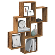 Mensola a Muro a Cubo Legno Antico 78x15x93cm Legno Multistrato 856594