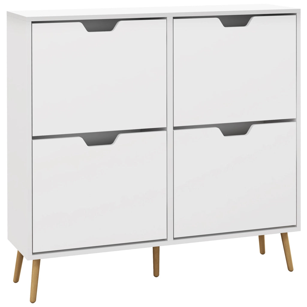 Scarpiera Slim con 4 Ante Abatibili ¨C Xylo ¨C Legno Bianco 95x26x95cm 16 Paia