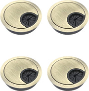 Cavo di passaggio per scrivania - 4 pezzi - Ø 60mm - Flessibile - Metallo - cavo di passaggio - cavo di passaggio per scrivania - con chiusura a stoffa - bronzo