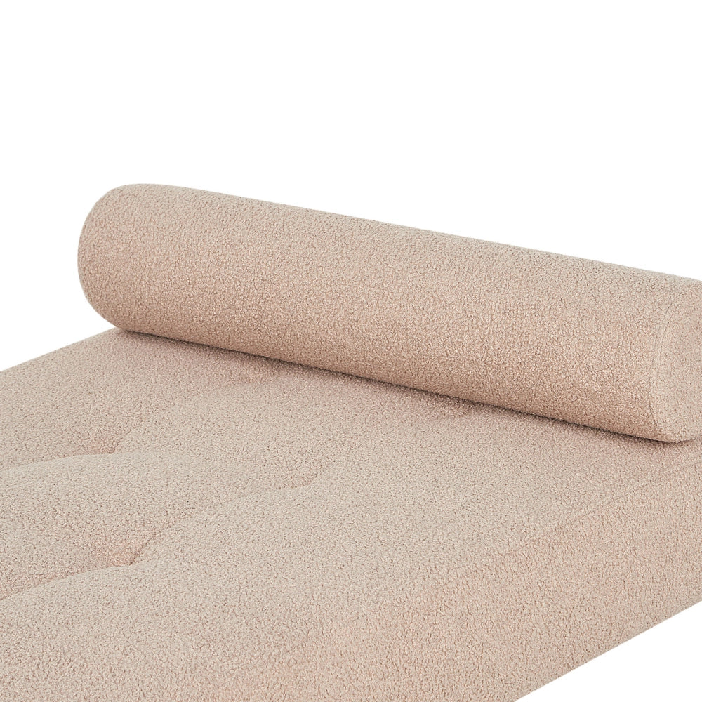 Chaise Longue Beige Boucle Soggiorno Camera da letto Gambe in metallo Stile moderno