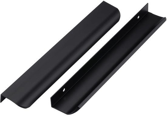 Set di maniglie occultabili per porte - set di 10 - nero - lega di alluminio - 250 mm