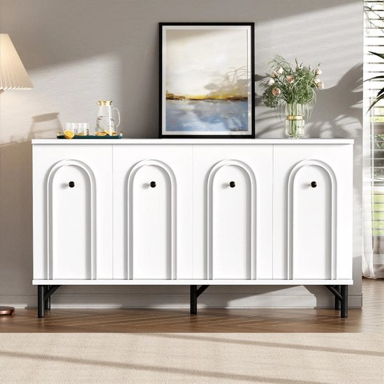 Comodino - 140 cm - Bianco - Onda 3D - Pannelli regolabili