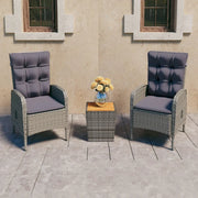 Set da Bistrot 3 pz in Polyrattan e Legno Acacia Grigio 3058535