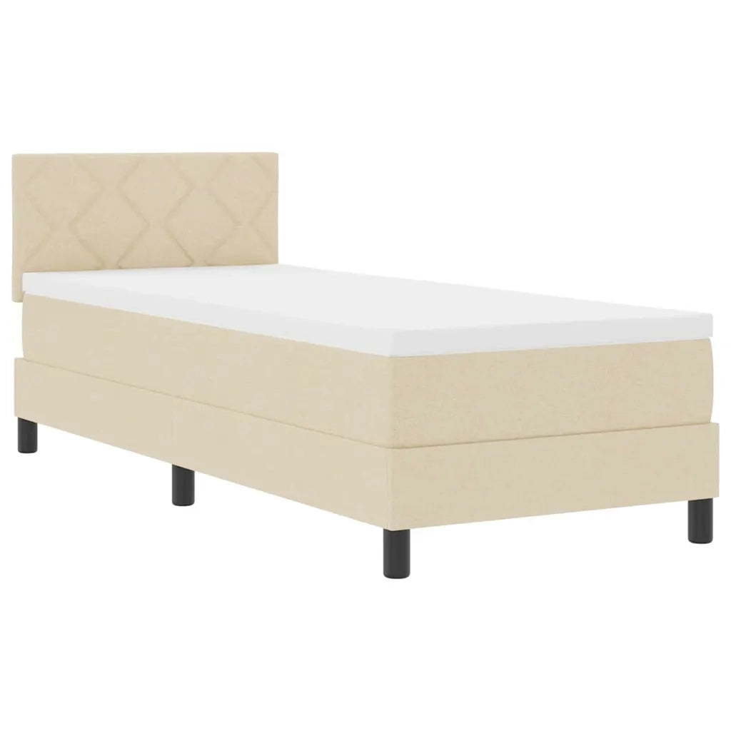 Letto singolo | Letto per adulti | Letto a molle con materasso con led Crema 80 x 200 cm Tessuto