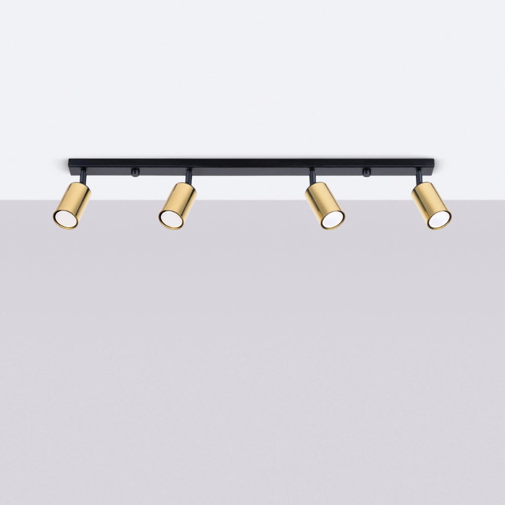 Lampada a tubo LED Winx Bittersweet Shimmer a 4 luci GU10, nero, oro e acciaio